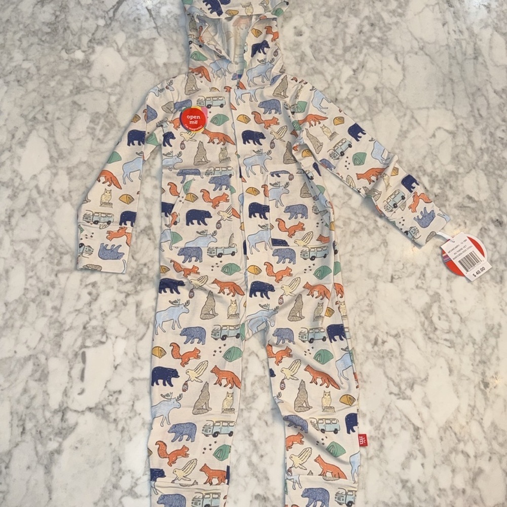 NWT MAGNETIC ME Animal Print Hooded Baby Romper 12/18M